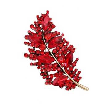 Καρφίτσα φύλλου με διαμάντι – κράμα, διαμαντόδετη επένδυση, αντι-ανάκλαση, διακοσμητικό κούμπωμα για φουλάρι, προσωπικό στυλ