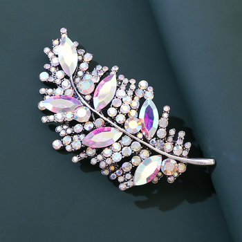 Καρφίτσα φύλλου με διαμάντι – κράμα, διαμαντόδετη επένδυση, αντι-ανάκλαση, διακοσμητικό κούμπωμα για φουλάρι, προσωπικό στυλ