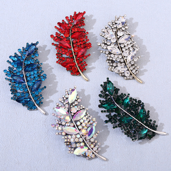 Καρφίτσα φύλλου με διαμάντι – κράμα, διαμαντόδετη επένδυση, αντι-ανάκλαση, διακοσμητικό κούμπωμα για φουλάρι, προσωπικό στυλ