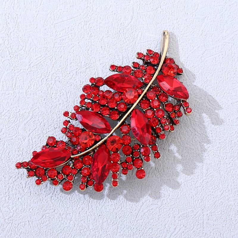 Καρφίτσα φύλλου με διαμάντι – κράμα, διαμαντόδετη επένδυση, αντι-ανάκλαση, διακοσμητικό κούμπωμα για φουλάρι, προσωπικό στυλ