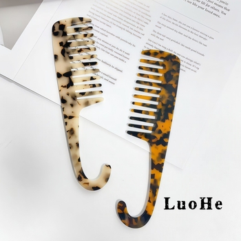 Гребен за коса - ацетат, широки зъби, ръчна изработка, винтидж стил, геометрична форма