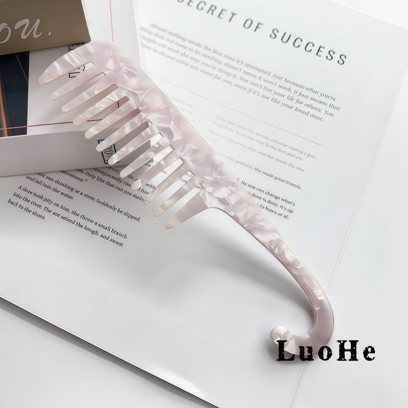 Гребен за коса - ацетат, широки зъби, ръчна изработка, винтидж стил, геометрична форма