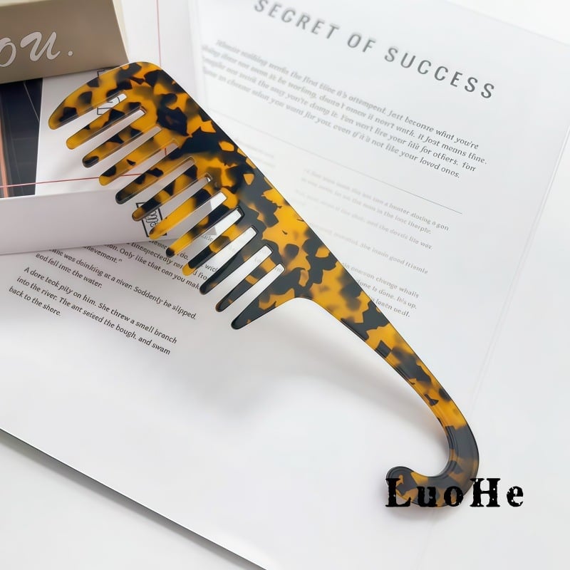 Гребен за коса - ацетат, широки зъби, ръчна изработка, винтидж стил, геометрична форма