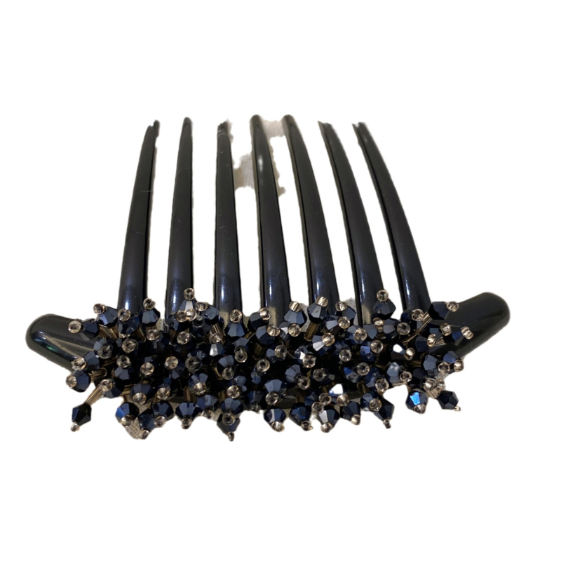 Pieptene pentru păr cu perle și cristale, 7 dinți, făcut manual, stil natural, accesoriu pentru păr feminin