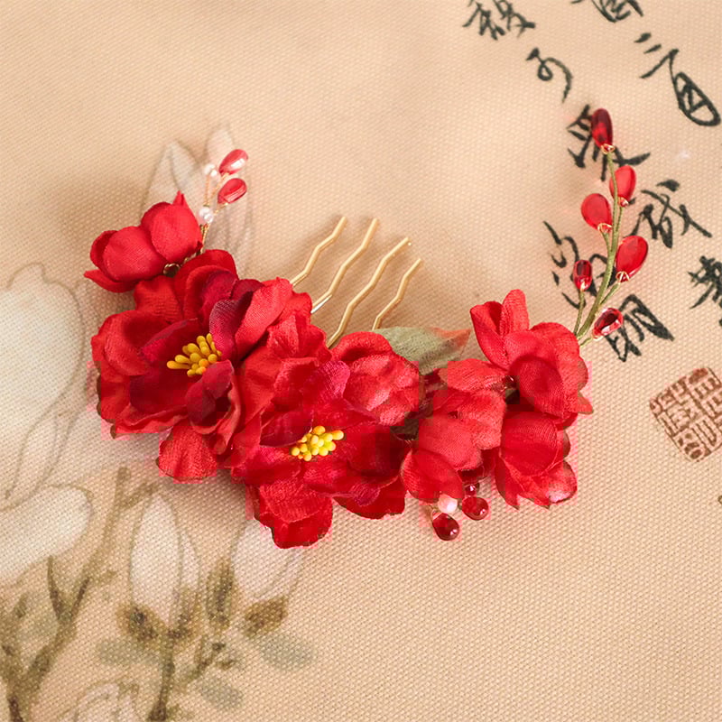 Алуминиев аксесоар за коса с цвете, ръчна изработка, винтидж китайски стил, шапка за глава за сватба