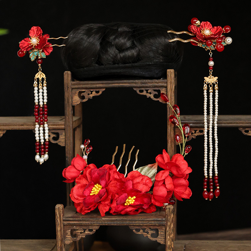 Алуминиев аксесоар за коса с цвете, ръчна изработка, винтидж китайски стил, шапка за глава за сватба