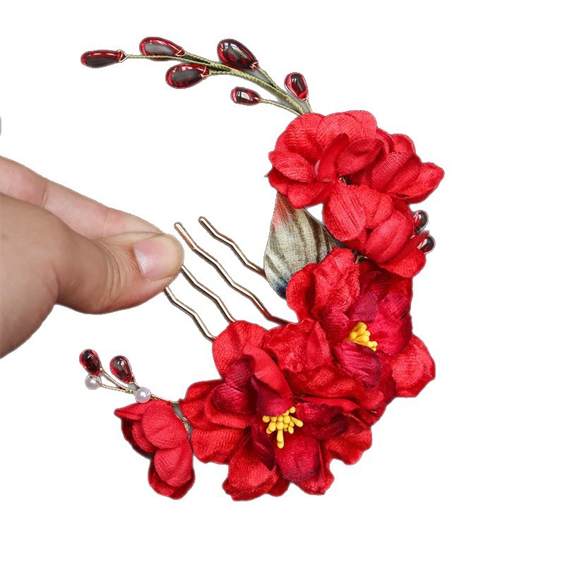 Алуминиев аксесоар за коса с цвете, ръчна изработка, винтидж китайски стил, шапка за глава за сватба