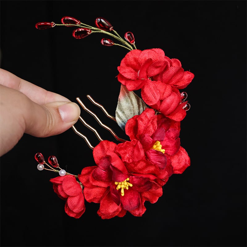 Алуминиев аксесоар за коса с цвете, ръчна изработка, винтидж китайски стил, шапка за глава за сватба