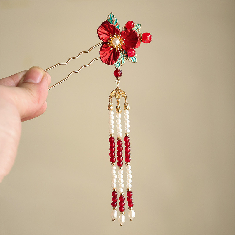 Алуминиев аксесоар за коса с цвете, ръчна изработка, винтидж китайски стил, шапка за глава за сватба