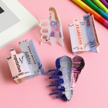 Cápára formázott hajtű – kézzel készített, akril, gripper típusú hajtű, nőknek, fejfedő kiegészítő, 2025 ősz