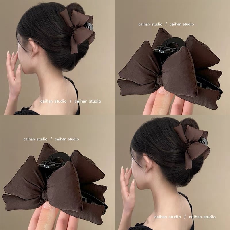 3D napunjena mašna za kosu – ručno izrađena, gripper, korejski stil, shark klip za stražnji dio glave