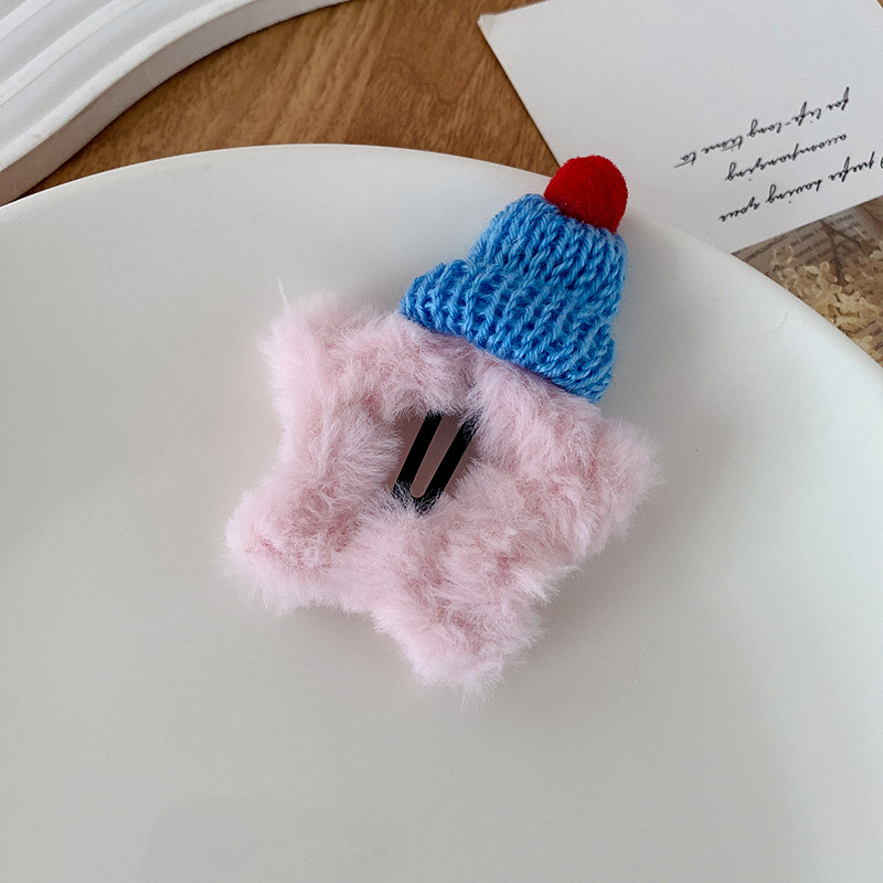 Miyou plüss ötágú csillag formájú hajcsat, BB klip, koreai stílus, ősz 2024