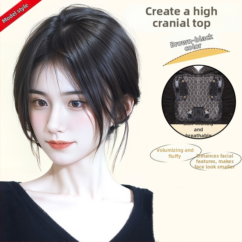 Parūka ar Eight-shaped bangs uz vainaga tilpuma veidošanai, karstumizturīgas šķiedras, modelis 7x7