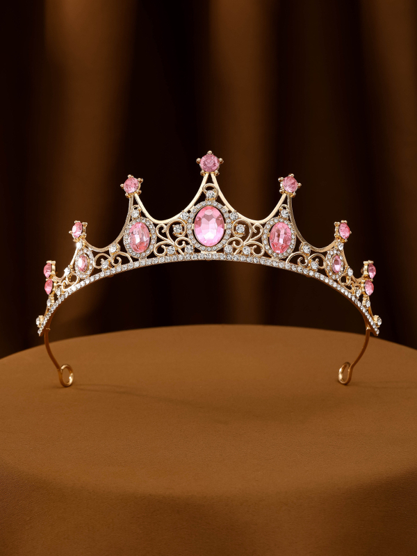 Princezná koruna tiara pre dievčatá — zliatina, osadené diamantmi, rhinestone kryštály, tvar koruny