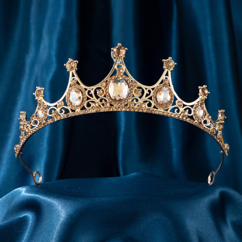 Princezná koruna tiara pre dievčatá — zliatina, osadené diamantmi, rhinestone kryštály, tvar koruny