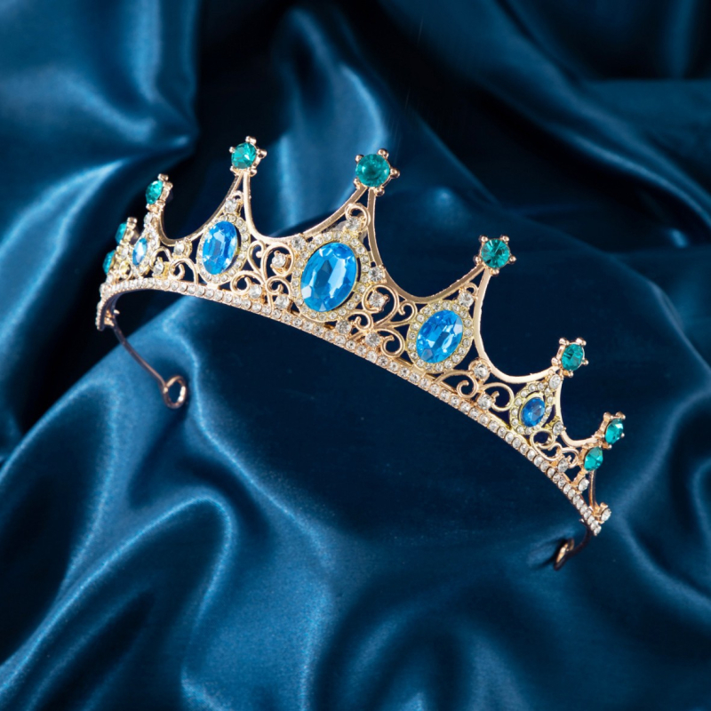Princezná koruna tiara pre dievčatá — zliatina, osadené diamantmi, rhinestone kryštály, tvar koruny