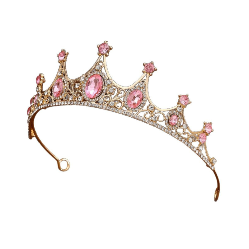 Princezná koruna tiara pre dievčatá — zliatina, osadené diamantmi, rhinestone kryštály, tvar koruny