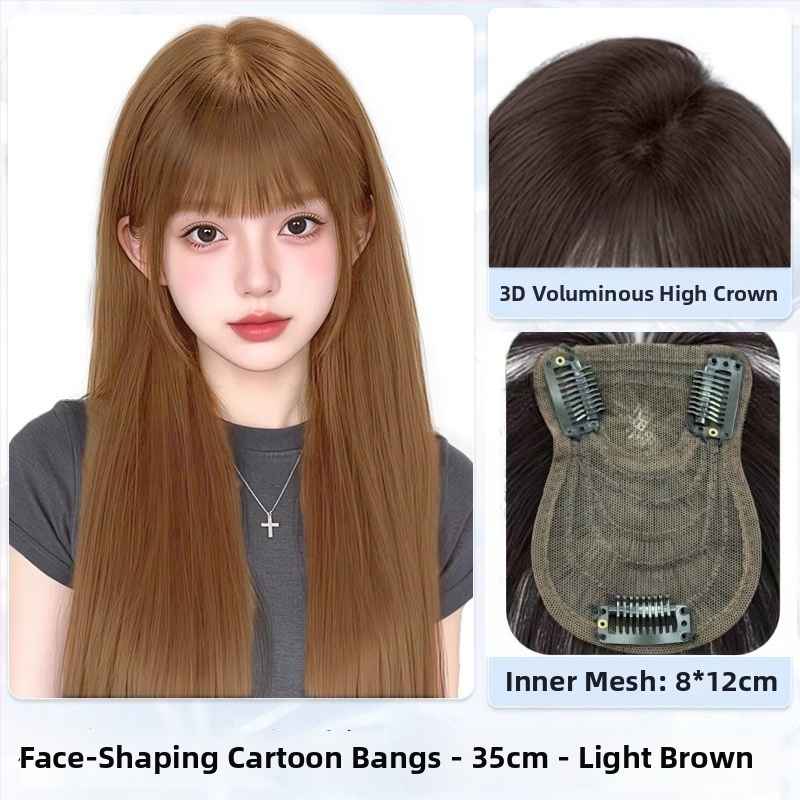 Sievietes parūka ar qi bangs stilā, karikatūras stilā, ar augstu kroni, karstumizturīgi sintētiski mati, mehāniska konstrukcija, nav krāsojama