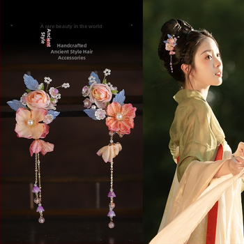 Hanfu matu galvas dekorācija – ziedu motīvs, sakausējuma materiāls, Seiko apdare