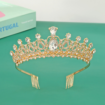 Tiara za kosu princeze s kristalima, legura, metalno graviranje