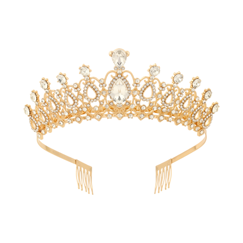 Tiara za kosu princeze s kristalima, legura, metalno graviranje