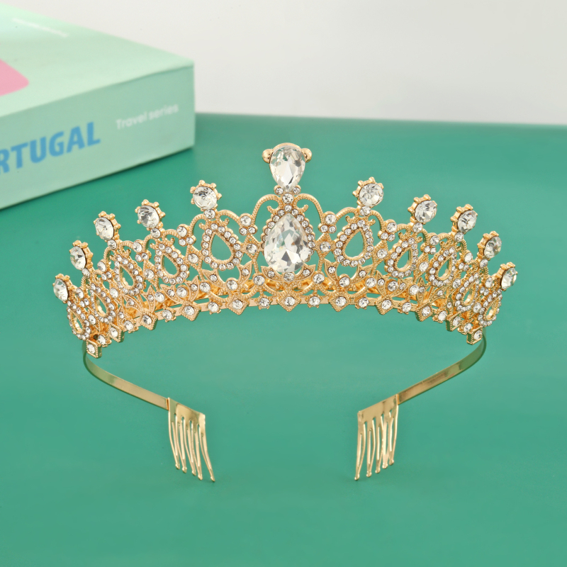 Tiara za kosu princeze s kristalima, legura, metalno graviranje