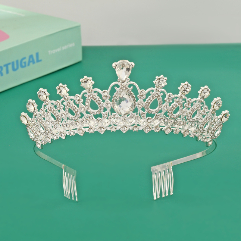Tiara za kosu princeze s kristalima, legura, metalno graviranje