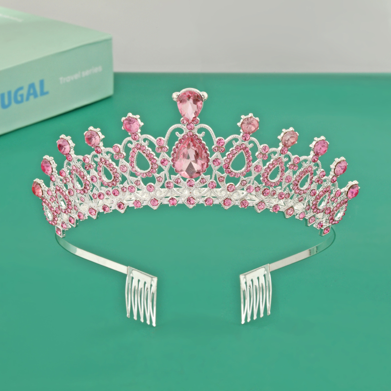 Tiara za kosu princeze s kristalima, legura, metalno graviranje
