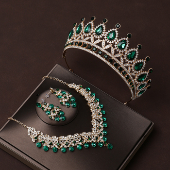 Set diademă de mireasă – trei piese, aliaj, cristale din sticlă, electroplating, accesoriu pentru cap feminin
