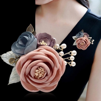 Καρφί ρούχων με υφασμάτινο λουλούδι – για φουλάρι, πουλόβερ και παλτό, χειροποίητο διακοσμητικό