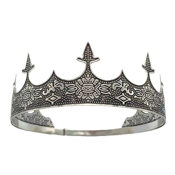 Unisex metalna kruna – podesiva, vintage stil, kristalni detalji, elektroplating završna obrada