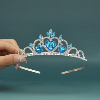 Accesoriu pentru cap pentru fete – coroană din aliaj, cristal ametist, placare electrolitică, stil dulce, model H116