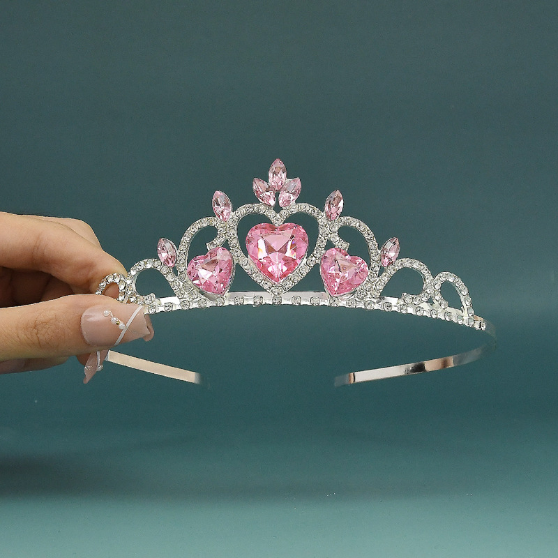 Accesoriu pentru cap pentru fete – coroană din aliaj, cristal ametist, placare electrolitică, stil dulce, model H116