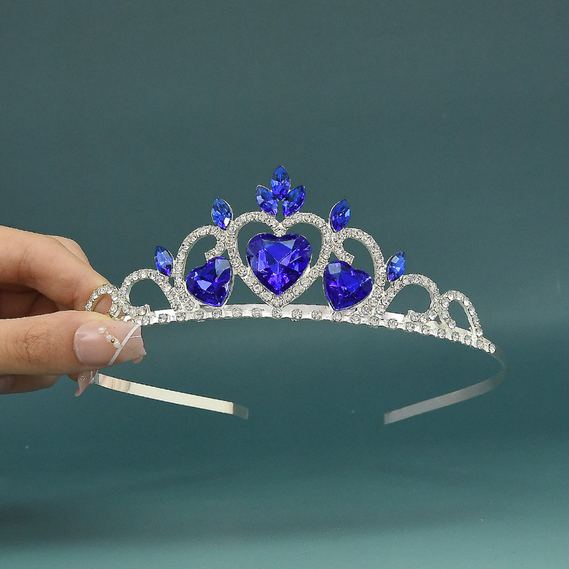 Accesoriu pentru cap pentru fete – coroană din aliaj, cristal ametist, placare electrolitică, stil dulce, model H116