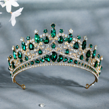 Coronă de mireasă Xiyi – aliaj cu acoperire diamantată, stil vintage, cristale albe/roșii/albastre/verzi, origine Jinhua