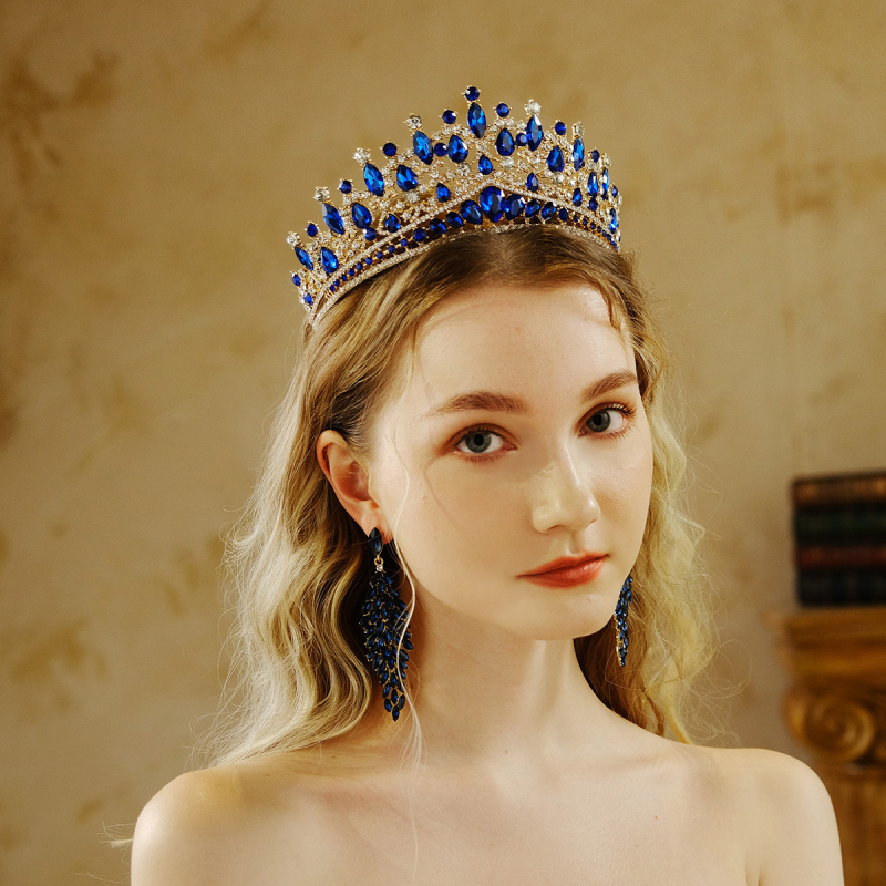 Coronă de mireasă Xiyi – aliaj cu acoperire diamantată, stil vintage, cristale albe/roșii/albastre/verzi, origine Jinhua