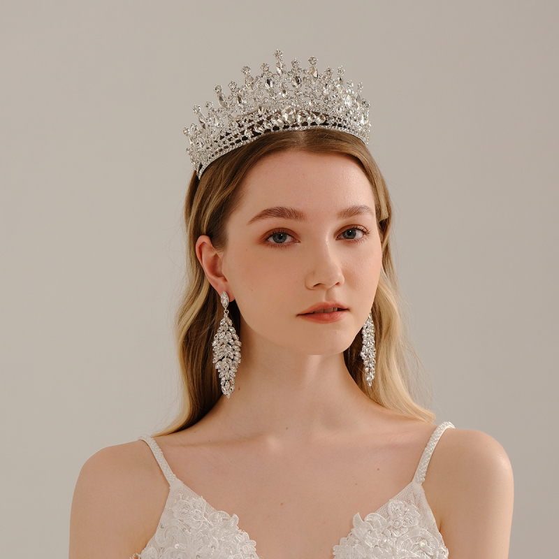 Coronă de mireasă Xiyi – aliaj cu acoperire diamantată, stil vintage, cristale albe/roșii/albastre/verzi, origine Jinhua