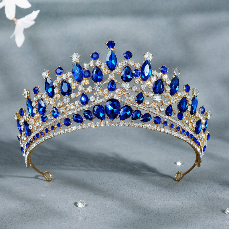 Coronă de mireasă Xiyi – aliaj cu acoperire diamantată, stil vintage, cristale albe/roșii/albastre/verzi, origine Jinhua