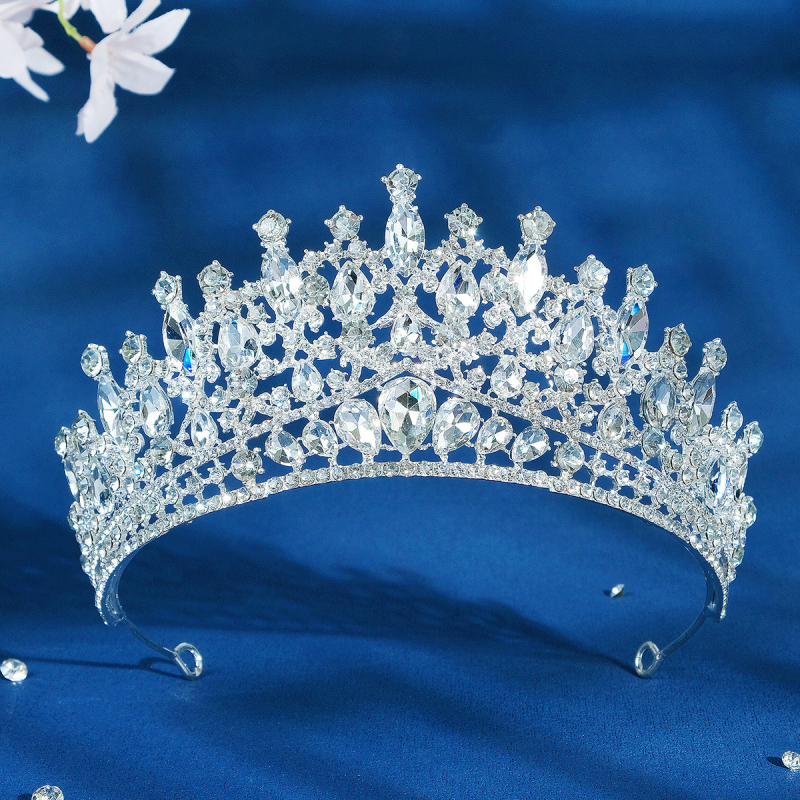 Coronă de mireasă Xiyi – aliaj cu acoperire diamantată, stil vintage, cristale albe/roșii/albastre/verzi, origine Jinhua