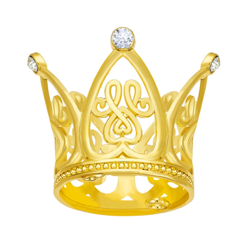 Ibaolai koronát formázó ötvözet fejfedő szív motívummal, fehér kristályokkal, rajzfilm gyerek-stílus, elektroplattálás