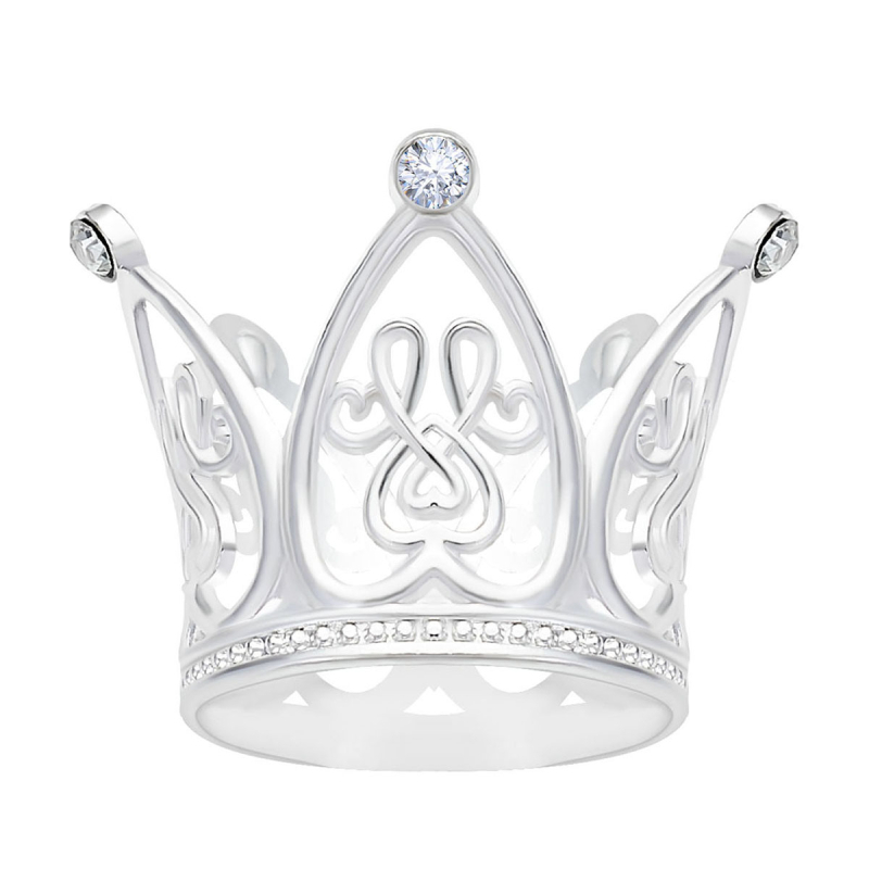 Ibaolai koronát formázó ötvözet fejfedő szív motívummal, fehér kristályokkal, rajzfilm gyerek-stílus, elektroplattálás