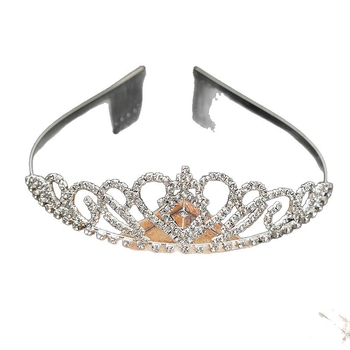 Dječja kruna za kosu s češljićem – princeza stil, bijeli kristali, materijal rhinestone, završna obrada: dijamant, srebrni premaz