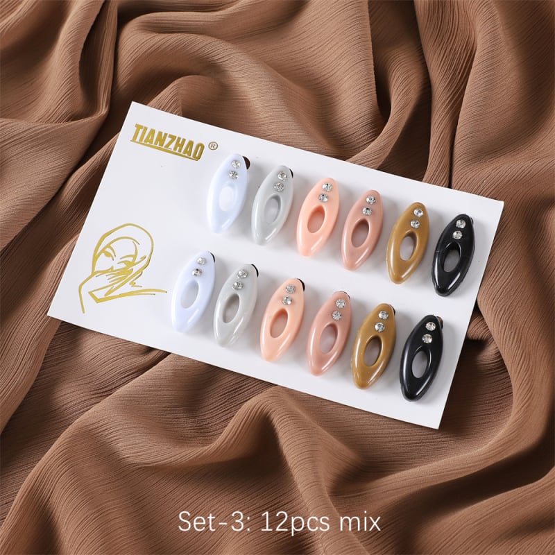 Καρφίτσα οβάλ πλαστική με ένθετα κρύσταλλα και κλιπ για χιτζάμπ (Υλικό: Πλαστικό; Στυλ: Γυναίκες, Απλό; Διακόσμηση: Κρύσταλλα; Διαδικασία: Ένθεση)