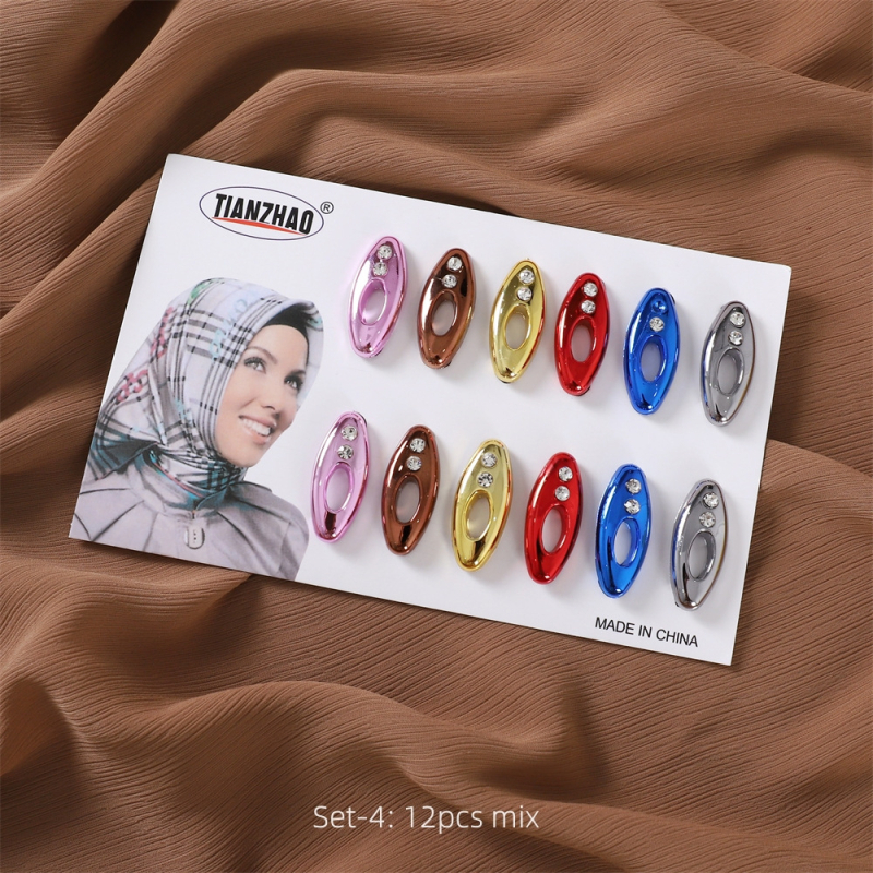 Καρφίτσα οβάλ πλαστική με ένθετα κρύσταλλα και κλιπ για χιτζάμπ (Υλικό: Πλαστικό; Στυλ: Γυναίκες, Απλό; Διακόσμηση: Κρύσταλλα; Διαδικασία: Ένθεση)