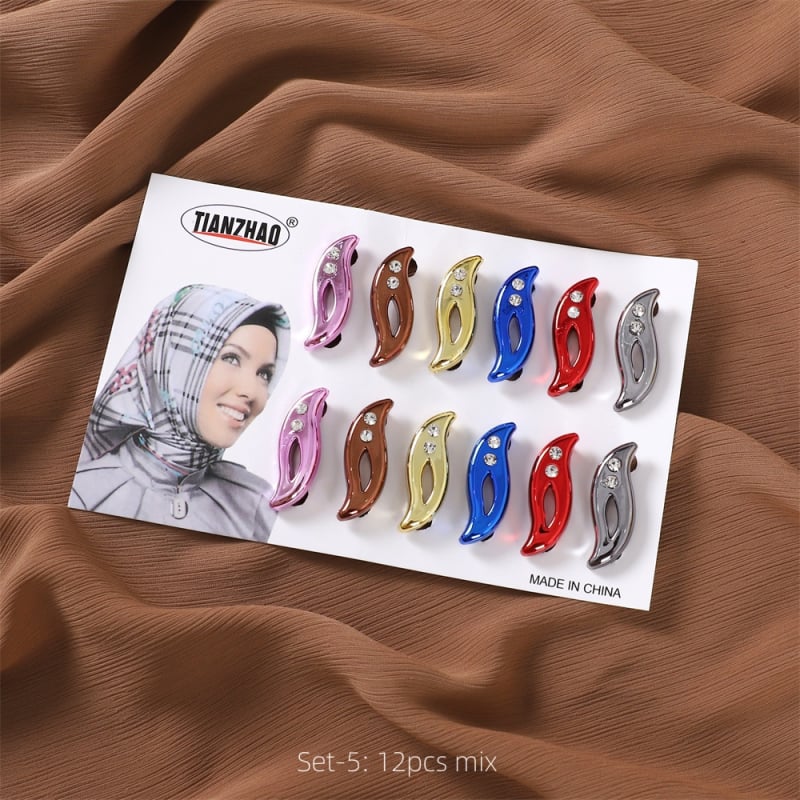 Καρφίτσα οβάλ πλαστική με ένθετα κρύσταλλα και κλιπ για χιτζάμπ (Υλικό: Πλαστικό; Στυλ: Γυναίκες, Απλό; Διακόσμηση: Κρύσταλλα; Διαδικασία: Ένθεση)