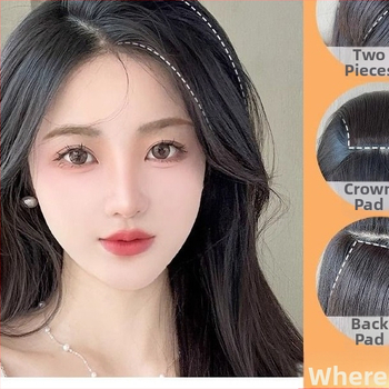 Plaukų pagalvėlės abiejose parukės pusėse, plaukų šaknų tūrio įrenginys, nematoma vienos dalies plaukų pakeitimo priemonė moterims