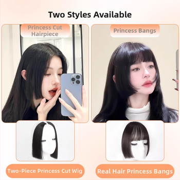 Parūka ar princeses griezumu sievietēm, dabīga pieres līnija un augšējā matu aizvietošanas daļa, vidējā daļa, augstas temperatūras šķiedras, ērti nēsājama