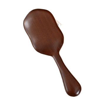 Fából készült hajápoló fésű légpárnás masszázsra a fejbőrön, arany szantálfa, nagy kör alakú fej, kerek fogak, eredet: Linyi