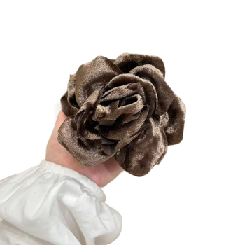 Clamă de păr din catifea cu camelia, clemă cu dinți, lucrată manual, stil feeric