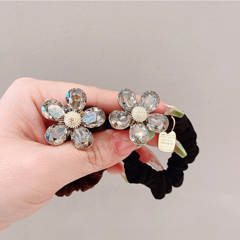 Card Luxury kristāla ziedu matu siksna, roku darīta, korejiešu stila, augsta elastība, ziemas 2023 kolekcija